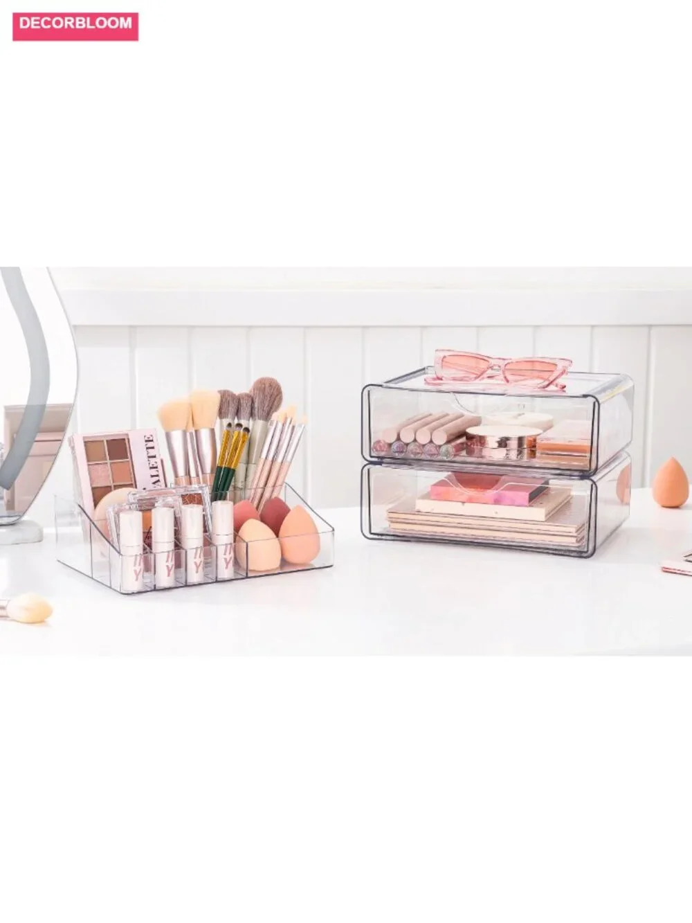 3 Tier Clear Makeup Organizer with 2 Drawers, Cosmetic Storage for Dresser